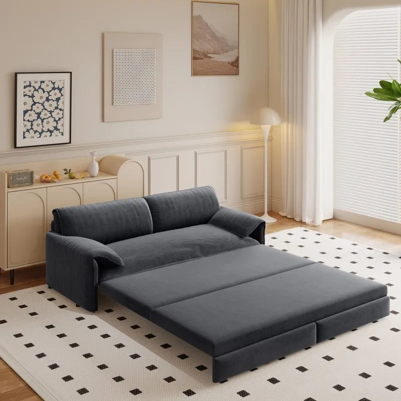 Velvet Convertible Sleeper Sofa - Queen Size - 3-in-1