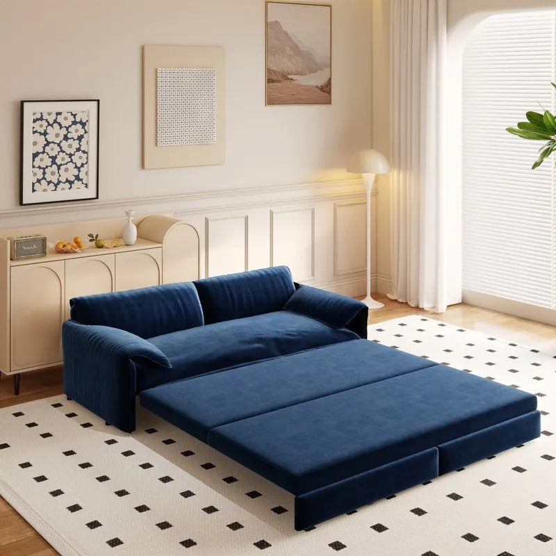 Velvet Convertible Sleeper Sofa - Queen Size - 3-in-1