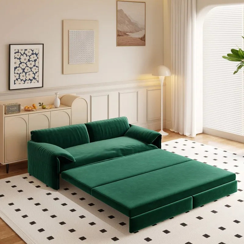 Velvet Convertible Sleeper Sofa - Queen Size - 3-in-1