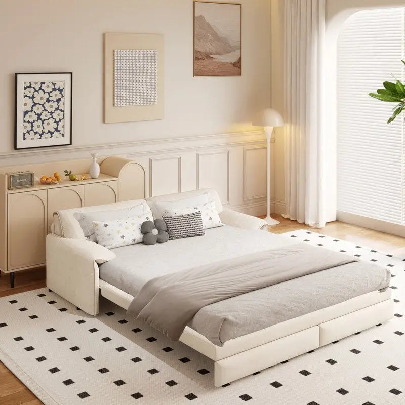 Velvet Convertible Sleeper Sofa - Queen Size - 3-in-1