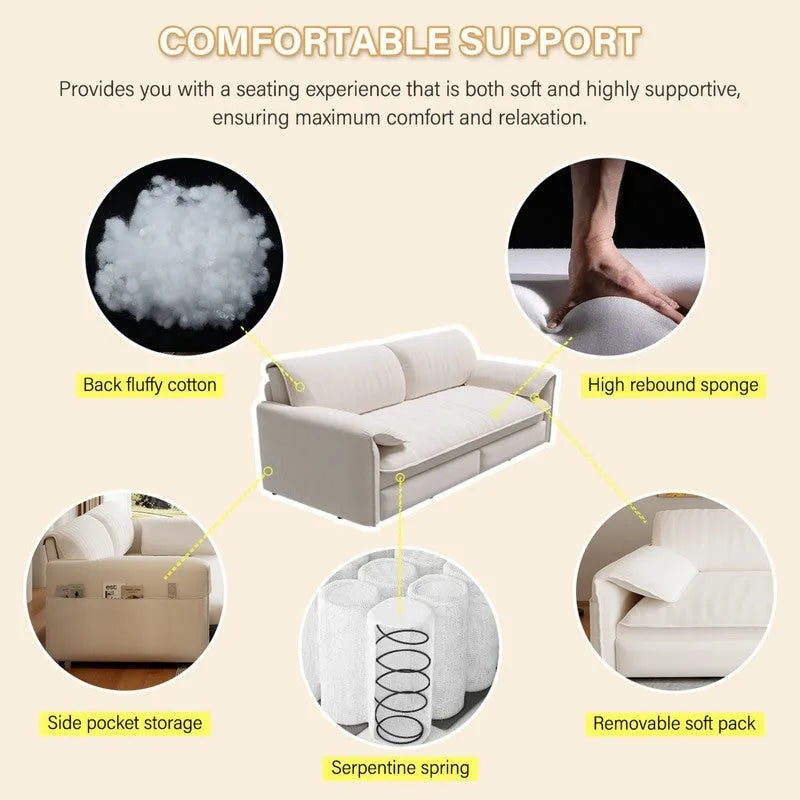 Velvet Convertible Sleeper Sofa - Queen Size - 3-in-1