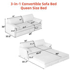 Velvet Convertible Sleeper Sofa - Queen Size - 3-in-1