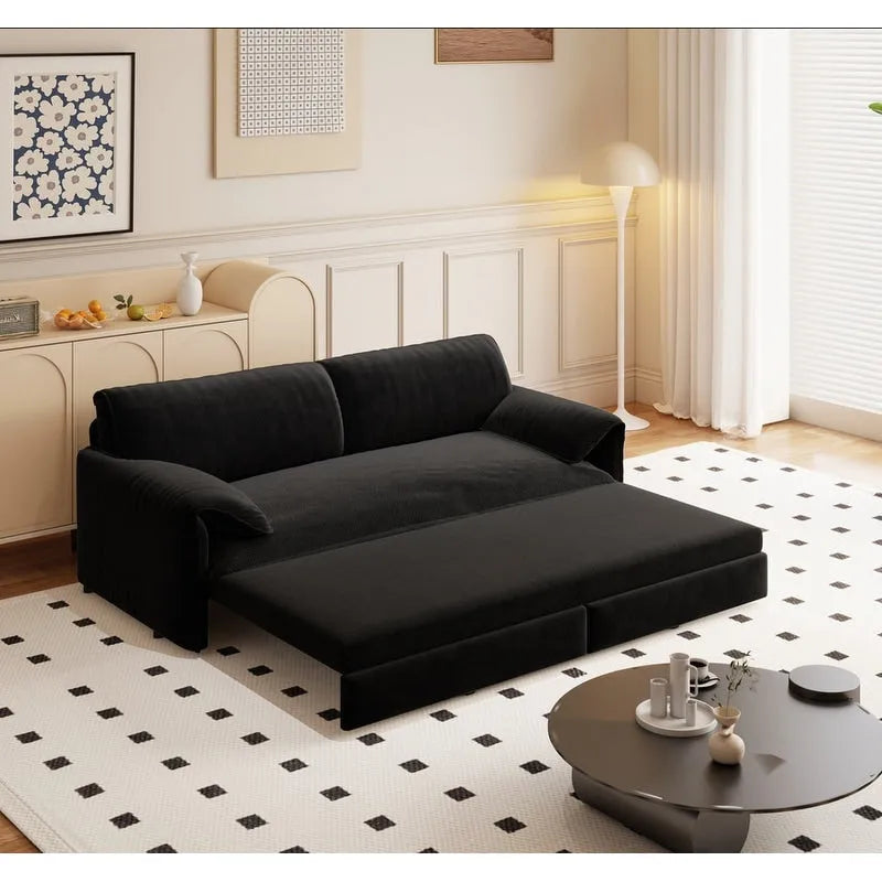 Velvet Convertible Sleeper Sofa - Queen Size - 3-in-1