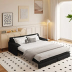Velvet Convertible Sleeper Sofa - Queen Size - 3-in-1