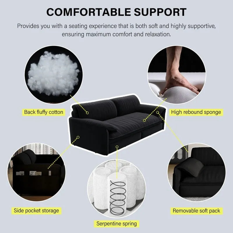 Velvet Convertible Sleeper Sofa - Queen Size - 3-in-1
