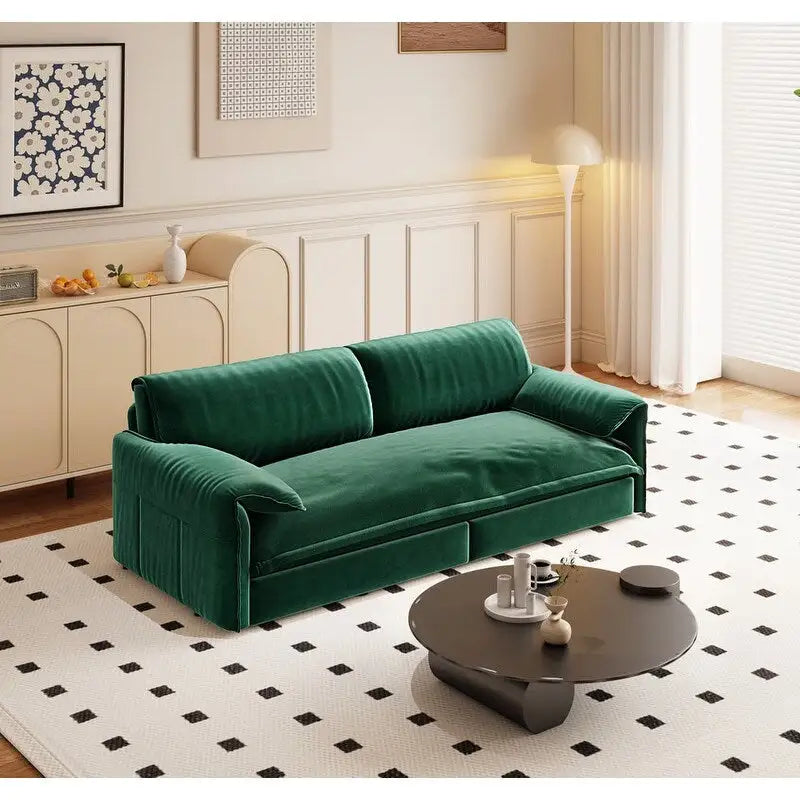 Velvet Convertible Sleeper Sofa - Queen Size - 3-in-1