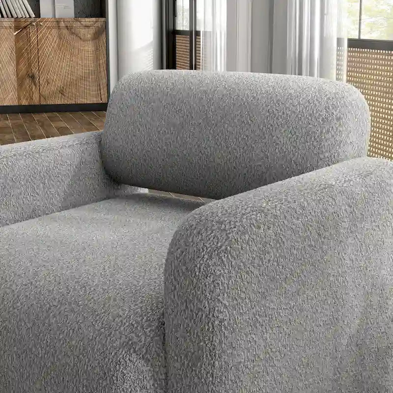 Boucle Fabric Accent Chair with Arms - Single Seat
