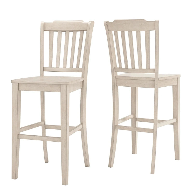 Slat Back Bar Height Chairs - Rubberwood - Set of 2