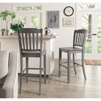 Slat Back Bar Height Chairs - Rubberwood - Set of 2