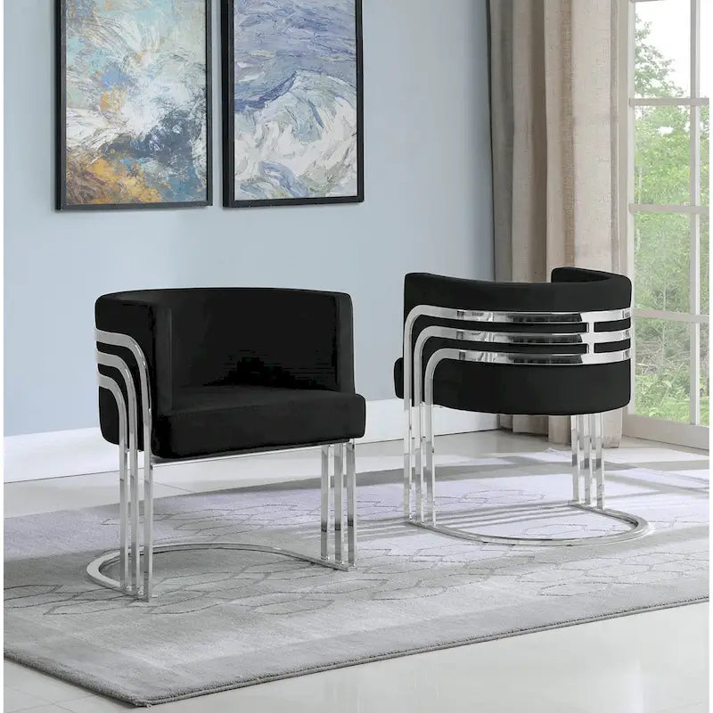 Velvet Accent Chair Single Chrome Base Grey/Navy/Black/Beige