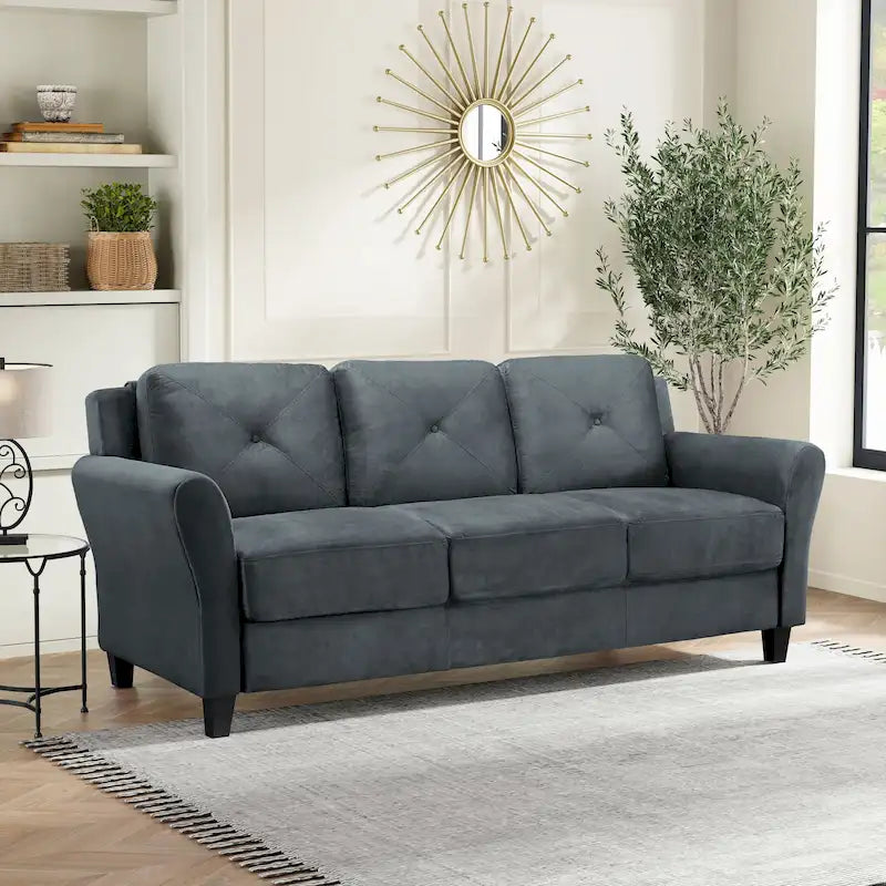 3-Seat Sofa, Microfiber Upholstered with Tufted Back, 78.7 Inch