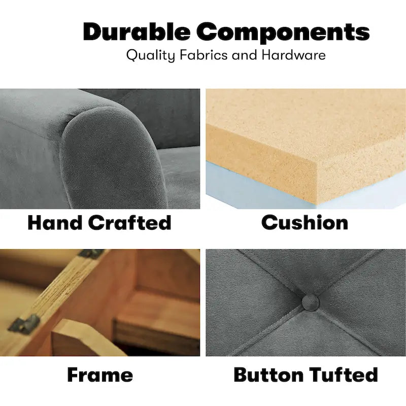 3-Seat Sofa, Microfiber Upholstered with Tufted Back, 78.7 Inch