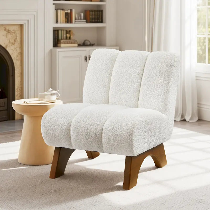 Accent Sofa Chair, Fabric Upholstered with Rubberwood Frame