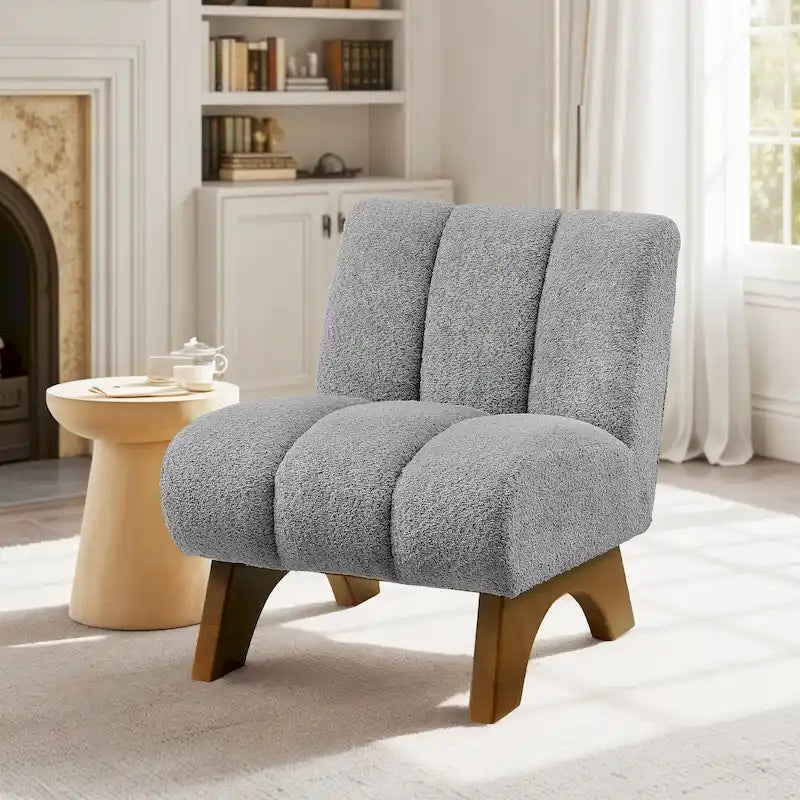 Accent Sofa Chair, Fabric Upholstered with Rubberwood Frame