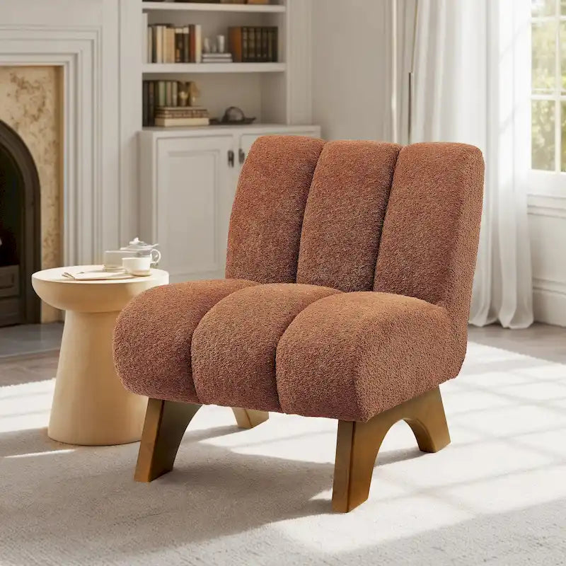 Accent Sofa Chair, Fabric Upholstered with Rubberwood Frame
