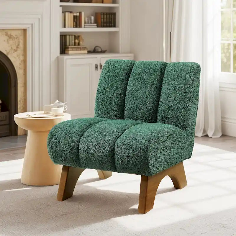 Accent Sofa Chair, Fabric Upholstered with Rubberwood Frame
