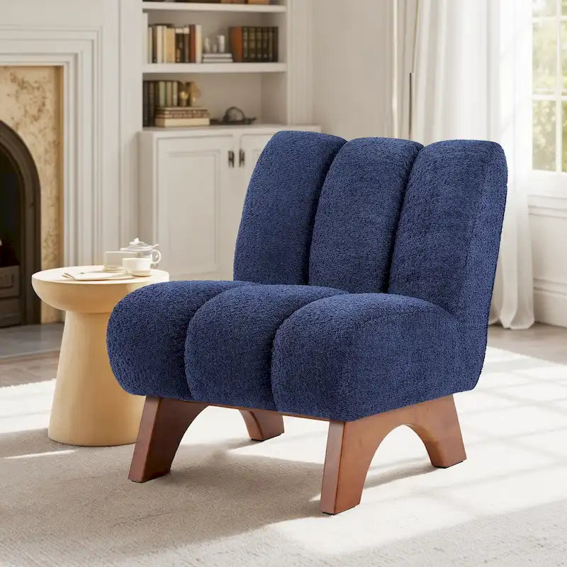 Accent Sofa Chair, Fabric Upholstered with Rubberwood Frame