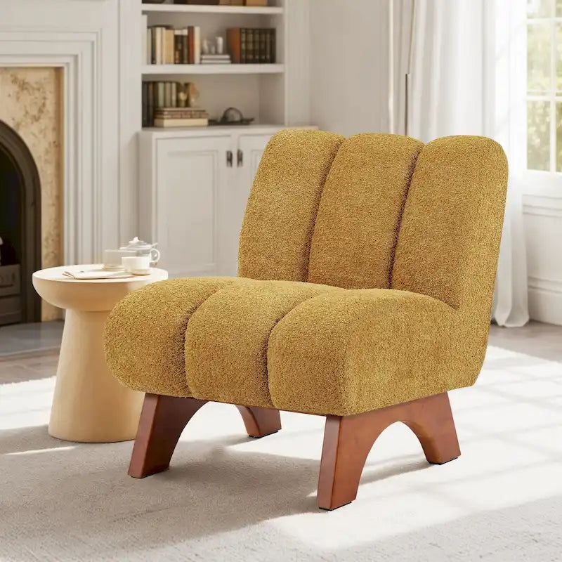 Accent Sofa Chair, Fabric Upholstered with Rubberwood Frame