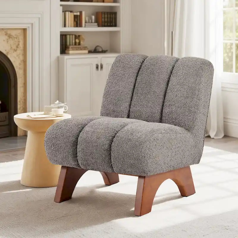 Accent Sofa Chair, Fabric Upholstered with Rubberwood Frame