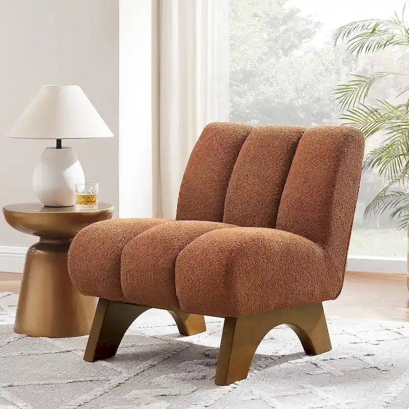 Accent Sofa Chair, Fabric Upholstered with Rubberwood Frame