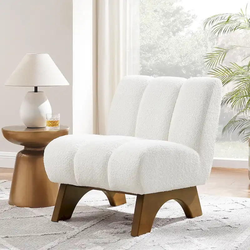 Accent Sofa Chair, Fabric Upholstered with Rubberwood Frame