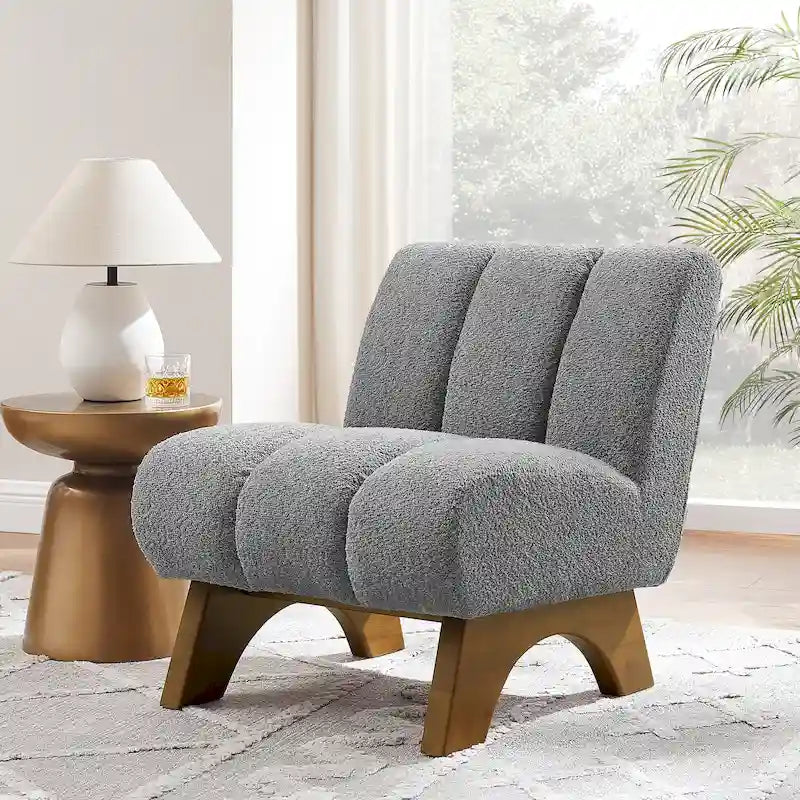 Accent Sofa Chair, Fabric Upholstered with Rubberwood Frame