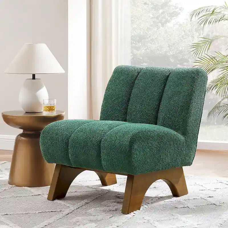Accent Sofa Chair, Fabric Upholstered with Rubberwood Frame