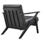 Mid-Century Modern Wood Arm Chair - Vegan Leather/Boucle - Single Seat