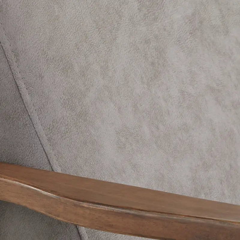 Mid-Century Modern Wood Arm Chair - Vegan Leather/Boucle - Single Seat