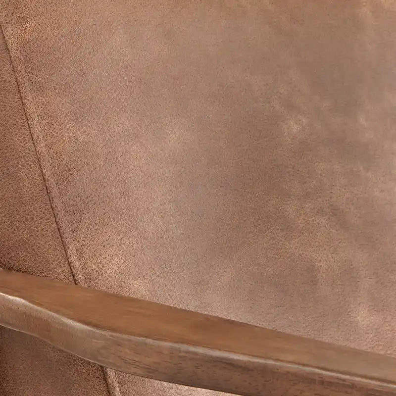 Mid-Century Modern Wood Arm Chair - Vegan Leather/Boucle - Single Seat
