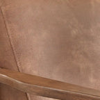 Mid-Century Modern Wood Arm Chair - Vegan Leather/Boucle - Single Seat