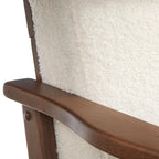 Mid-Century Modern Wood Arm Chair - Vegan Leather/Boucle - Single Seat