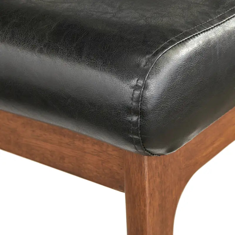 Mid-Century Modern Wood Arm Chair - Vegan Leather/Boucle - Single Seat