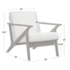 Mid-Century Modern Wood Arm Chair - Vegan Leather/Boucle - Single Seat