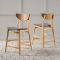 Counter Stools Set of 2, Rubberwood with Fabric Cushion, 24 Inch