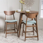Counter Stools Set of 2, Rubberwood with Fabric Cushion, 24 Inch