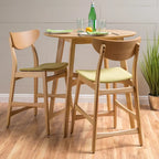 Counter Stools Set of 2, Rubberwood with Fabric Cushion, 24 Inch