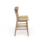 Counter Stools Set of 2, Rubberwood with Fabric Cushion, 24 Inch