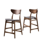 Counter Stools Set of 2, Rubberwood with Fabric Cushion, 24 Inch