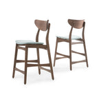 Counter Stools Set of 2, Rubberwood with Fabric Cushion, 24 Inch