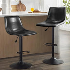 Bar Stools Set of 2 Black/Grey/Swivel with Back