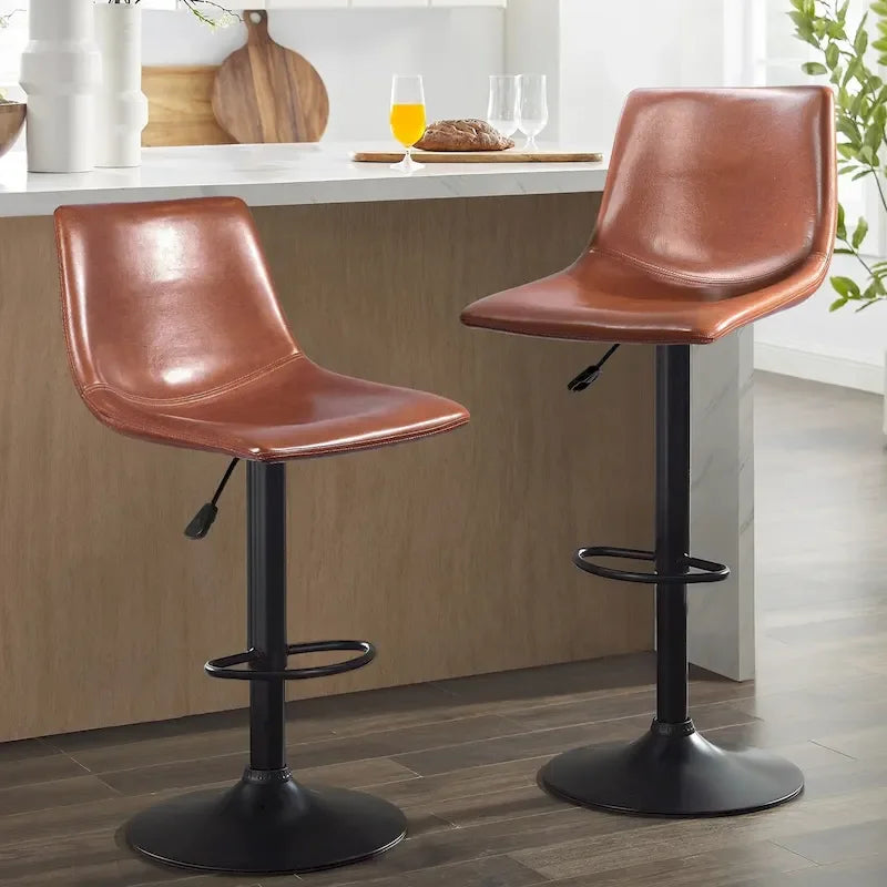 Bar Stools Set of 2 Black/Grey/Swivel with Back