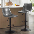 Bar Stools Set of 2 Black/Grey/Swivel with Back