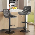 Bar Stools Set of 2 Black/Grey/Swivel with Back