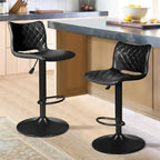 Bar Stools Set of 2 Black/Grey/Swivel with Back