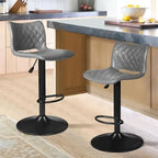 Bar Stools Set of 2 Black/Grey/Swivel with Back