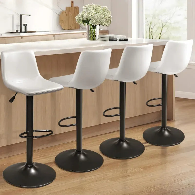 Bar Stools Set of 2 Black/Grey/Swivel with Back