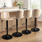 Bar Stools Set of 2 Black/Grey/Swivel with Back