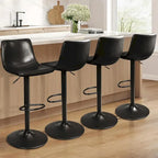 Bar Stools Set of 2 Black/Grey/Swivel with Back