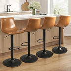 Bar Stools Set of 2 Black/Grey/Swivel with Back